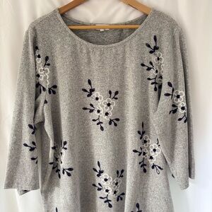 Sapphire Floral Embroidered Grey Women's Sweater